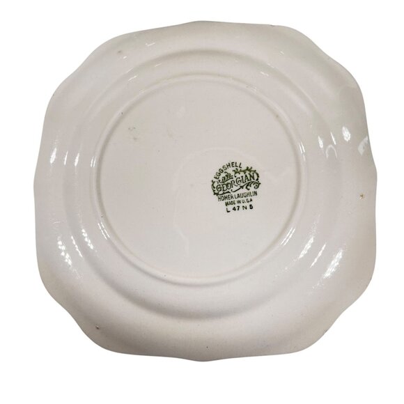 Vtg Homer Laughlin Eggshell Georgian Wheat Square Plates 8" Set Of 2 Gold Rim - Picture 7 of 10